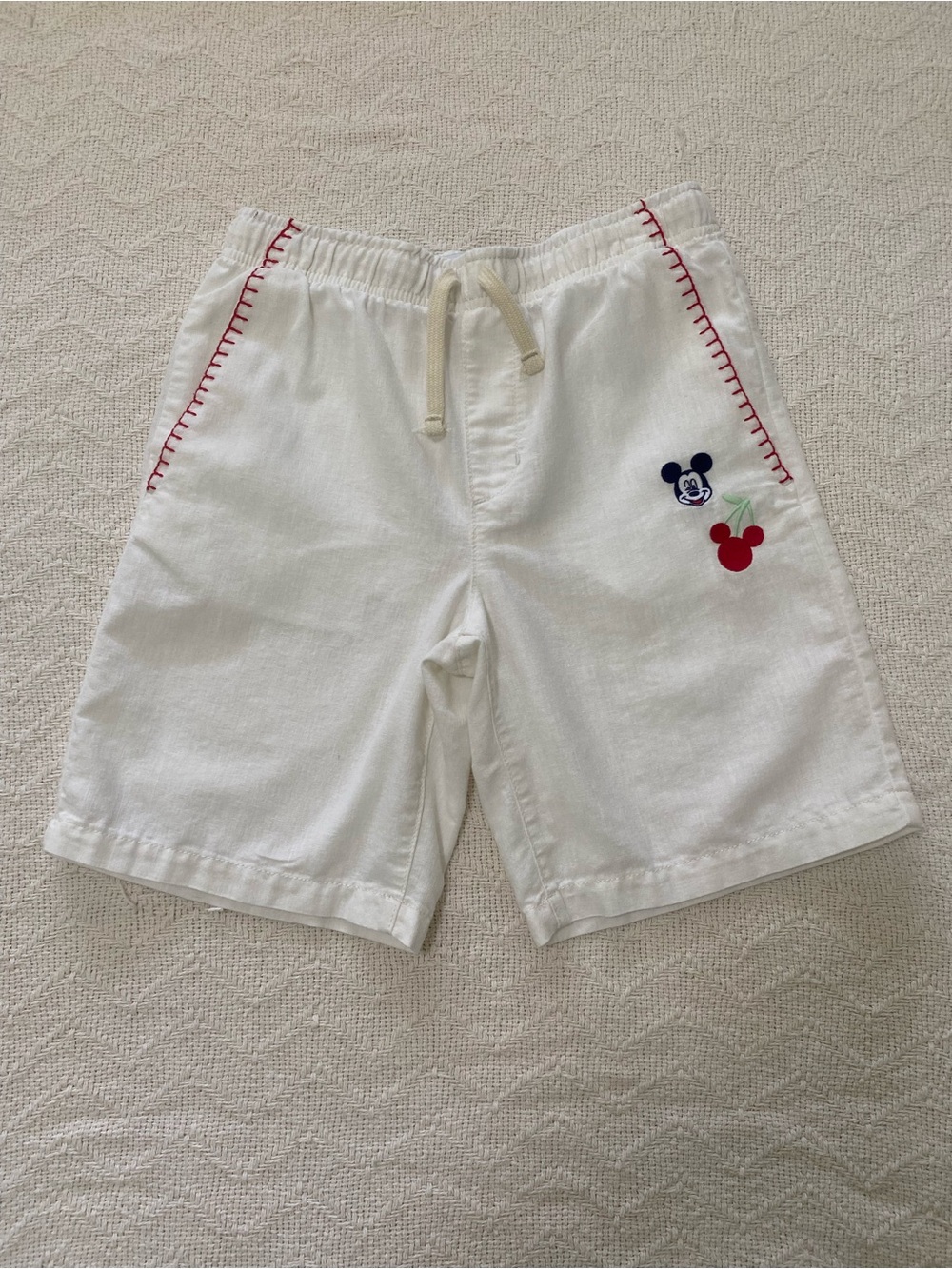 Old Navy Kids XL 14-16 Disney Mickey Mouse White Linen Blend Shorts